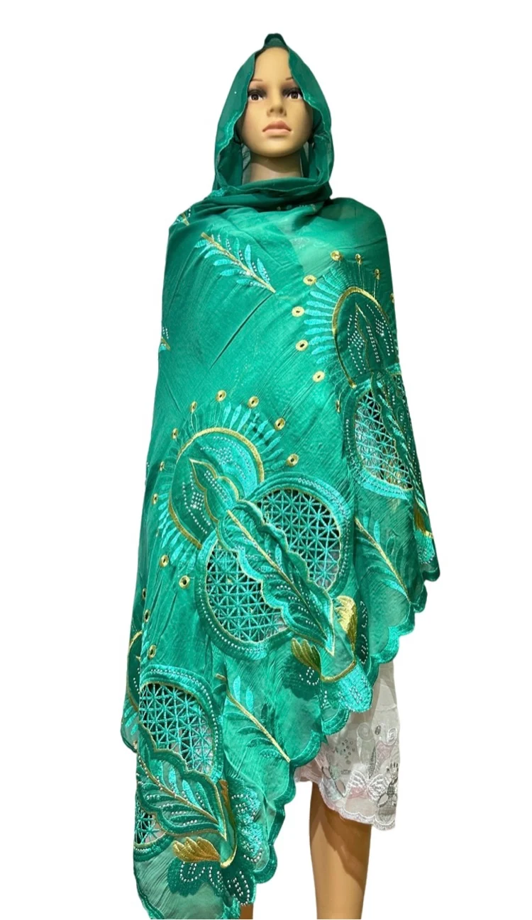 2024 Muslim Ramadan Hijab oversize 2.4m  big big size scarf Hijabs For Woman African Islam Dubai Cotton Embroider Scarf Shawl
