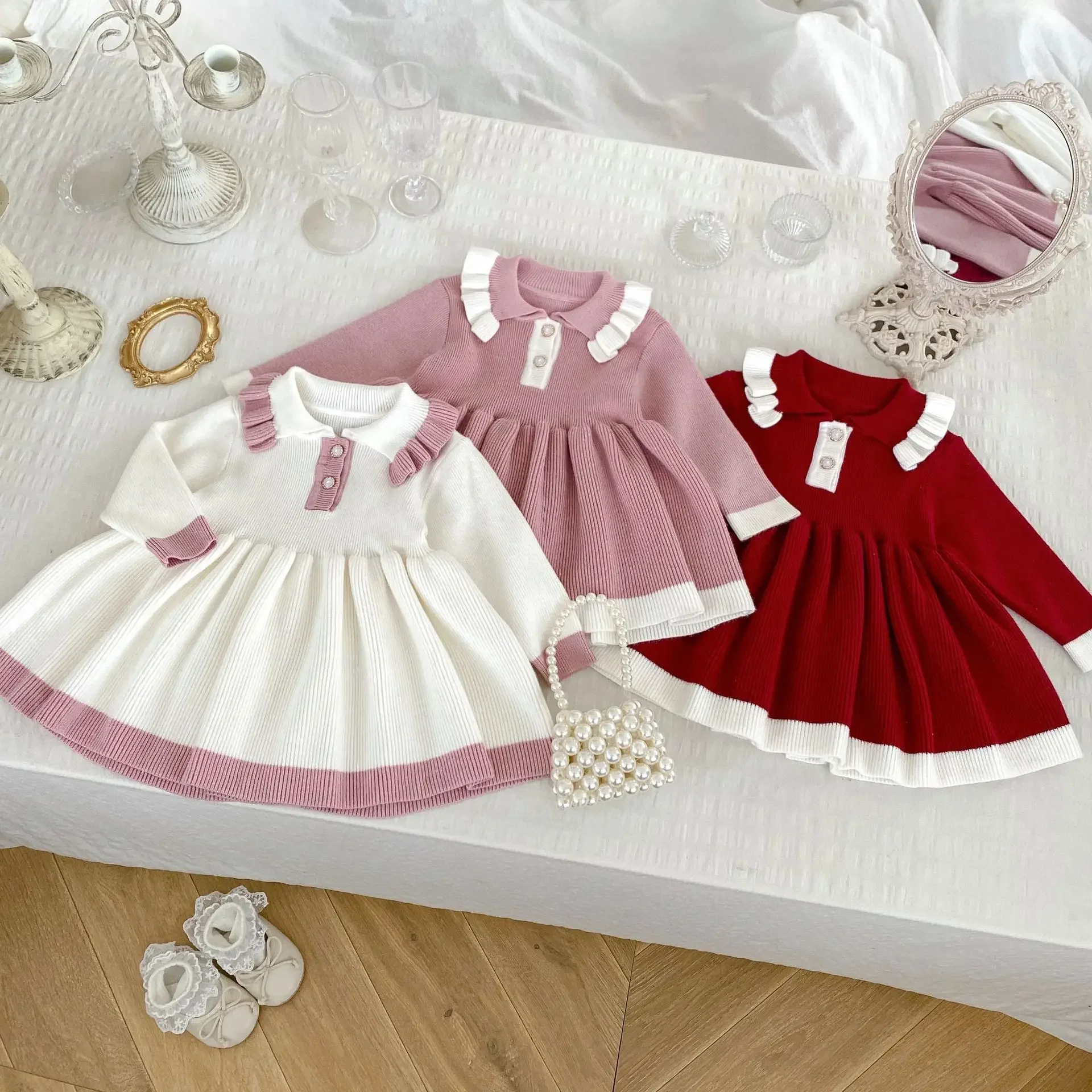 Robe Pull Pour Bébé Fille - Manches Longues En Tricot Torsadé - Chaud Et Doux - Taille 6 Mois à 6 Ans - 5