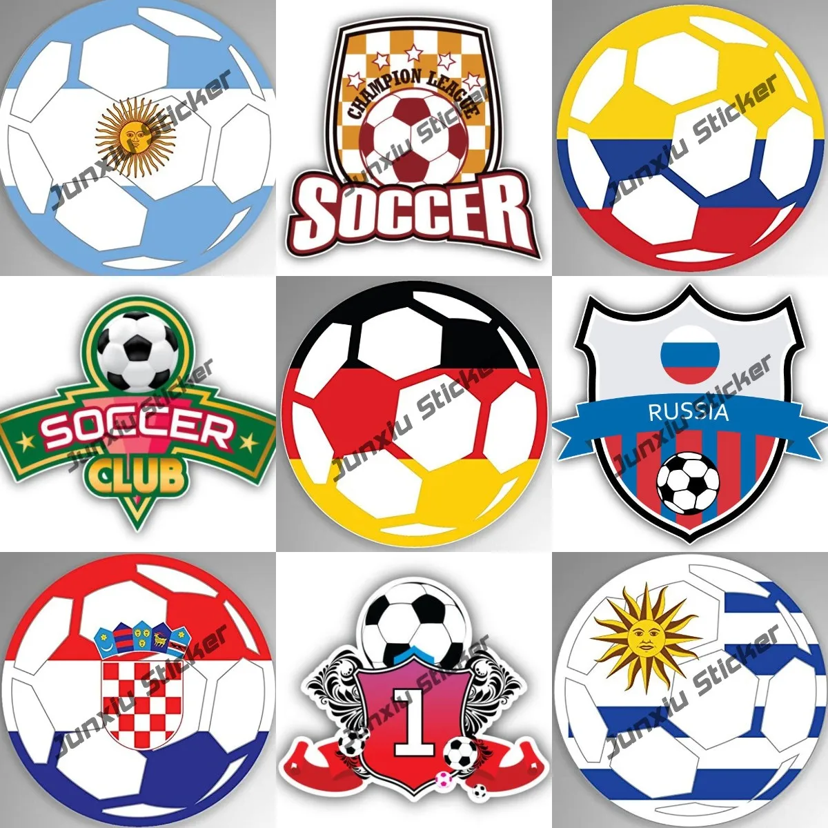 

Italy England Morocco Poland Denmark Germany Egypt Flag Football Sticker Glossy Soccer Ball Car Decal for Cars Camper Bumper