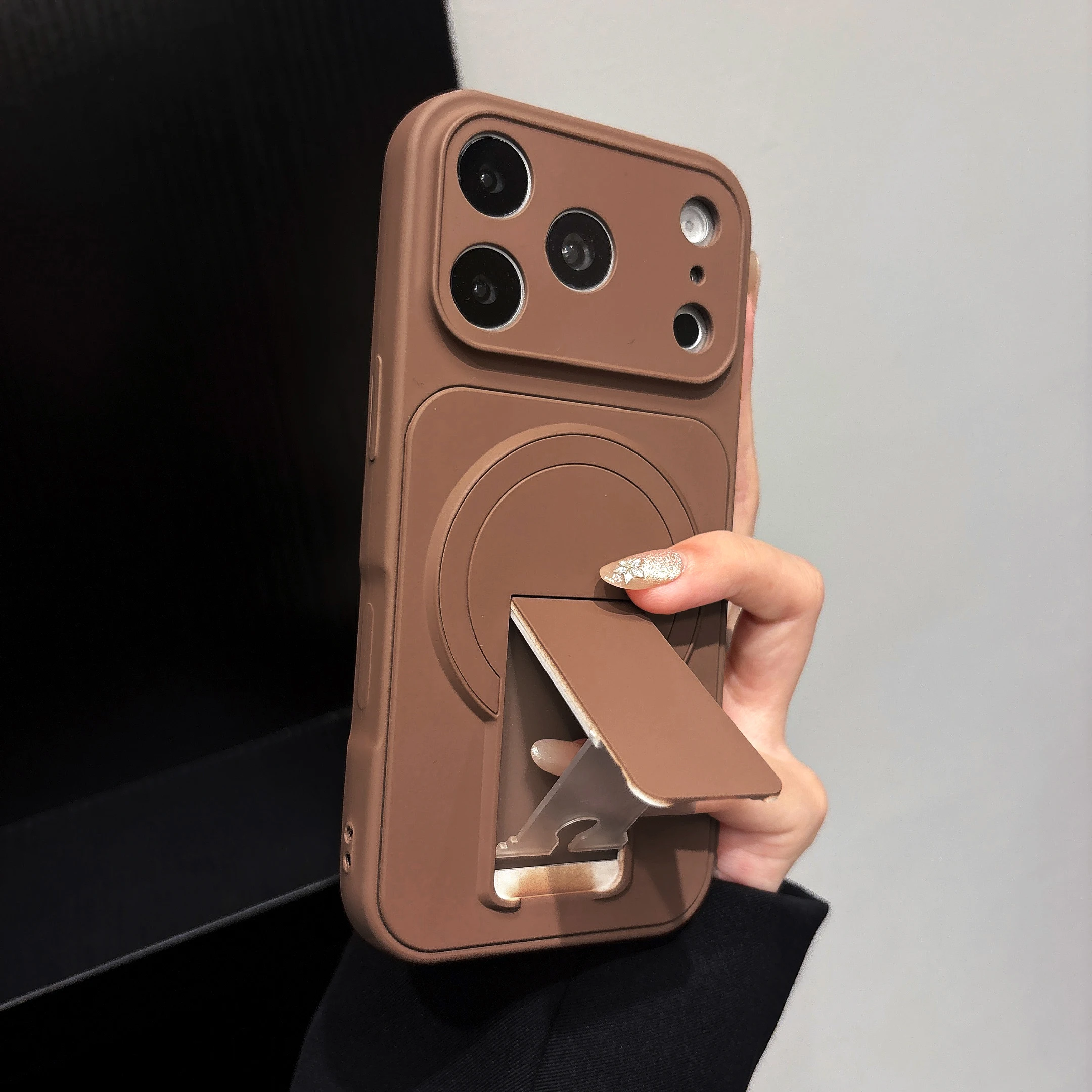Flip Kickstand Holder Silicone Shockproof Case with Magnetic Charging Compatibility