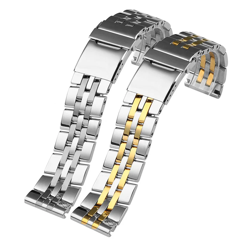 High-Quality 24mm Solid Stainless Steel Watchband with Push-Button Hidden Clasp