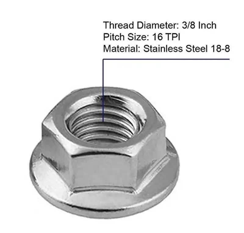 hexagon nuts locking nuts flange nut 1/5pcs Inch 1/4 5/16 3/8 1/2 6-32 8-32 10-24 Unc America Coarse Form Lock Metal Heavy Prevailling Torque Flange Hexagon Nut