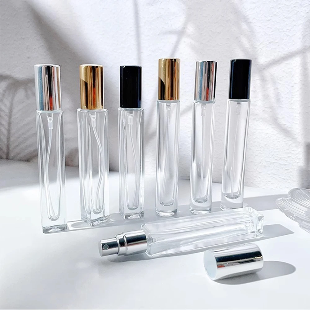 10ml Perfume Bottle Thick Glass Square Spray Bottle Transparent Sample Vial Gold Cap Empty Cosmetic Container for Travel wholesale 1000x 3cm gem display storage box gemstones packaging container loose diamond pendant organizer transparent glass lid