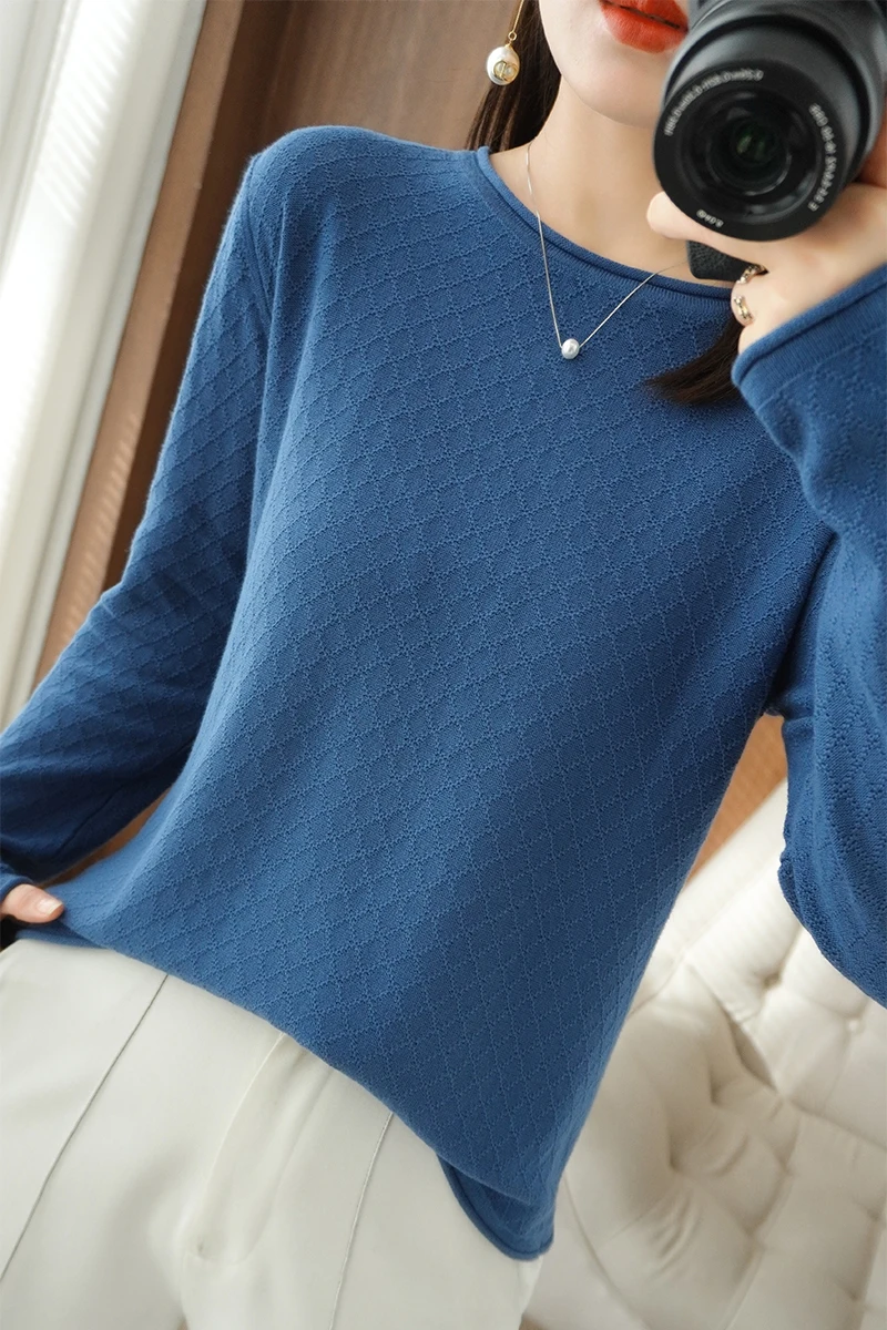 2022 spring and autumn women's new round neck sweater cotton bottoming sweater loose pullover cute sweaters