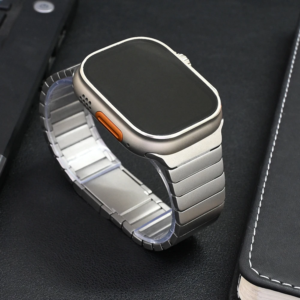 애플 워치용 스테인레스 스틸 티타늄 컬러 밴드, 울트라 2, 49mm, 마그네틱 링크 팔찌, 아이워치 9, 8, 7, 45mm, 6, 5, 4, se 3, 42, 44mm