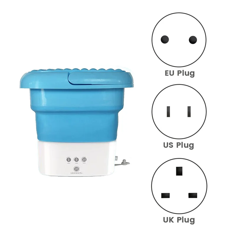 

Blue Portable Travel Washing Machine, Mini Folding Washing Machine Combo With Small Collapsible Drain Basket