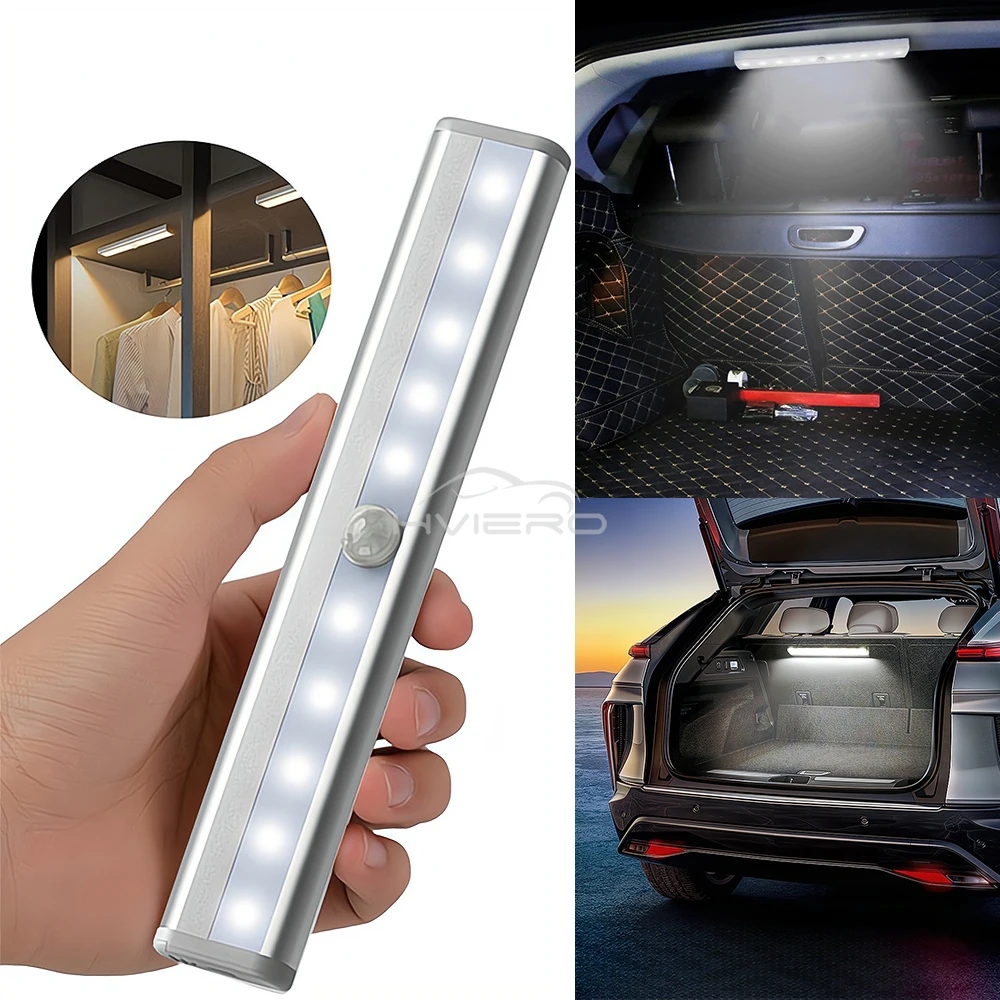 Home LED PIR Motion Sensor Lamp Cupboard Wardrobe Bed Under Cabinet Night Lights Smart Perception Closet Stairs Charging Magnet