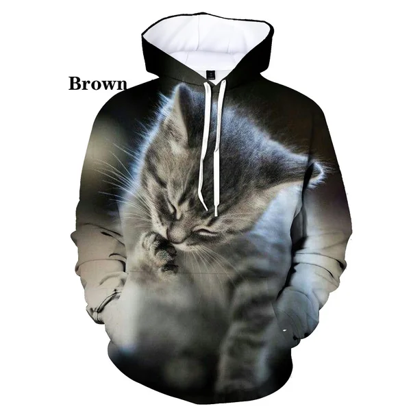 

2023 3D Hoodie 3D Black and White Cat Print Sweater Hoodie