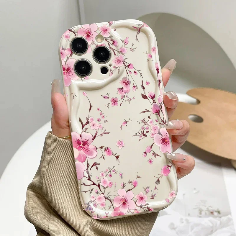 Sweet Pink Floral Phone Case with Fresh White Flower Design