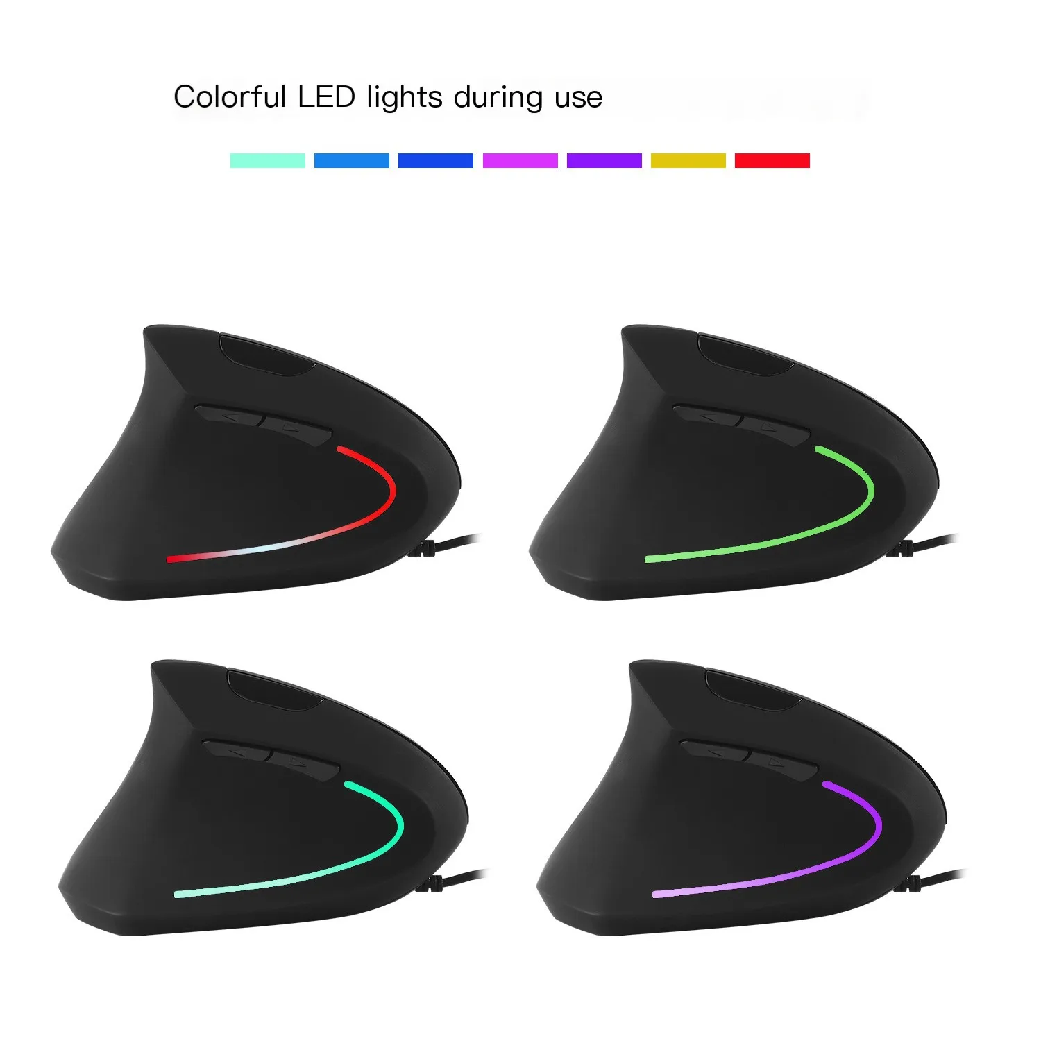 Mouse com Fio Ergonômico Usb da Mão Esquerda Vertical Mouse Óptico Botões Computador Pro 1600dpi Mouse Retroiluminado para Laptop - Imagem 6