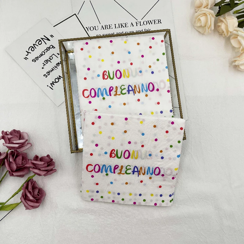 

10/20pcs/Pac 33*33cm Colourful Dots Printed Napkins 2 Layers Table Decoration Flower Paper Wedding Party Square Facial Tissues