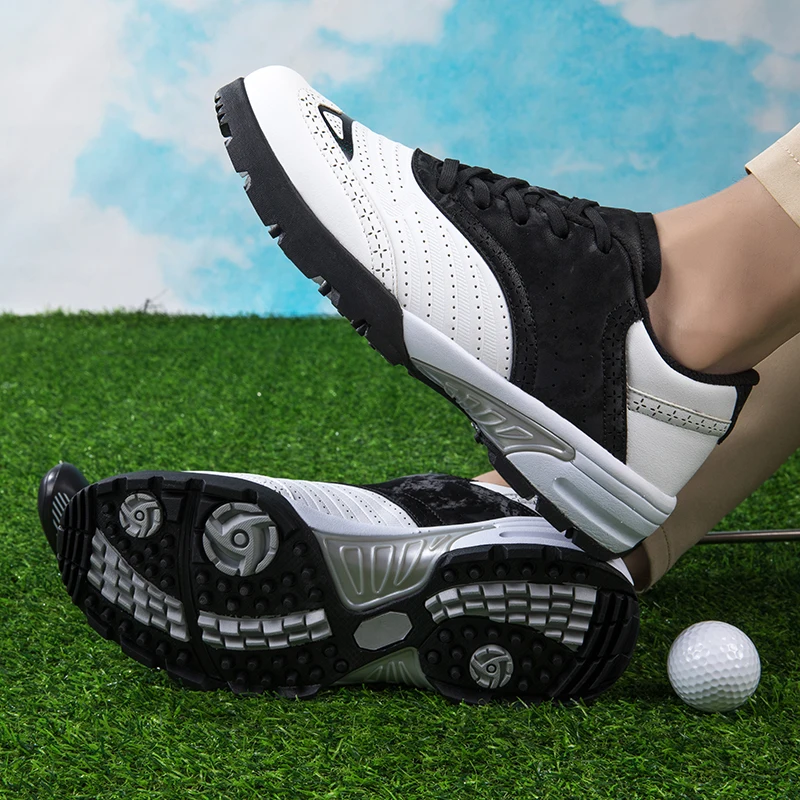 Light Golf Sneakers for Men and Women, Outdoor Golfing Spikes Shoes, Jogging Walking Sneakers, New