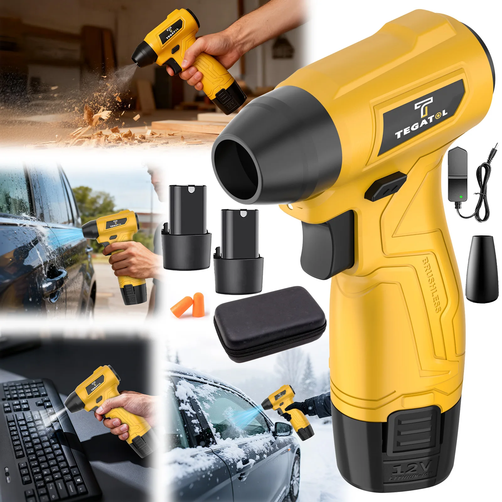 Powerful Turbo Blower Multifunctional Handheld leaf Dust and Snow Removal Tool Cordless Powerful Blower Battery * 2