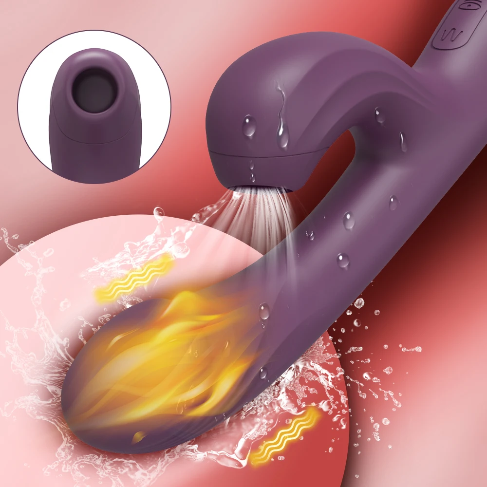 Clit Sucker Vibrator 2 in 1 Dildo For Women G-Spot Clitoris Vacuum Stimulator Heating Female Sex Toy