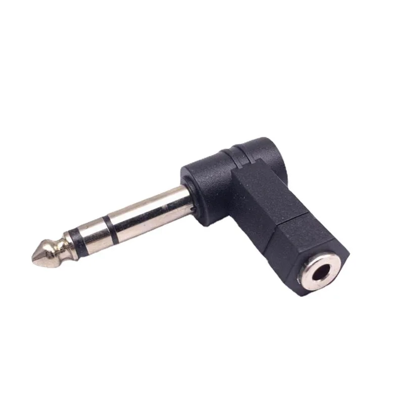 1 Stück Konverter 6,5 auf 3,5 Stecker auf Buchse Biegung 90 ° AV-Kopfhörer-Mikrofon-Audio-Adapter 6,35 auf 3,5 Stecker