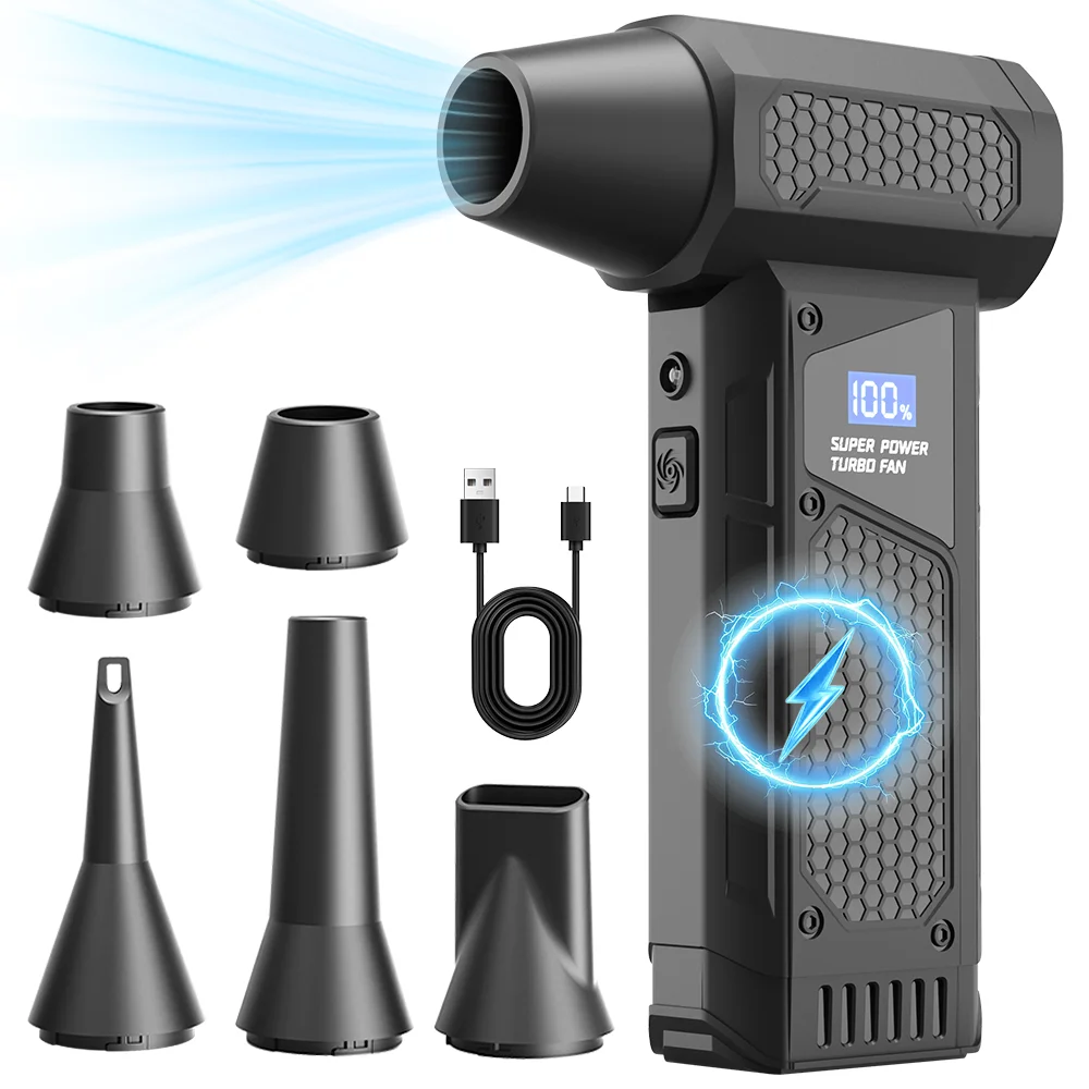 2026 High Power Jet Dry Blower Mini Turbo Fan Electric Air Duster Cordless PC Keyboard Cleaner Car Drying 2600mAh LED Display