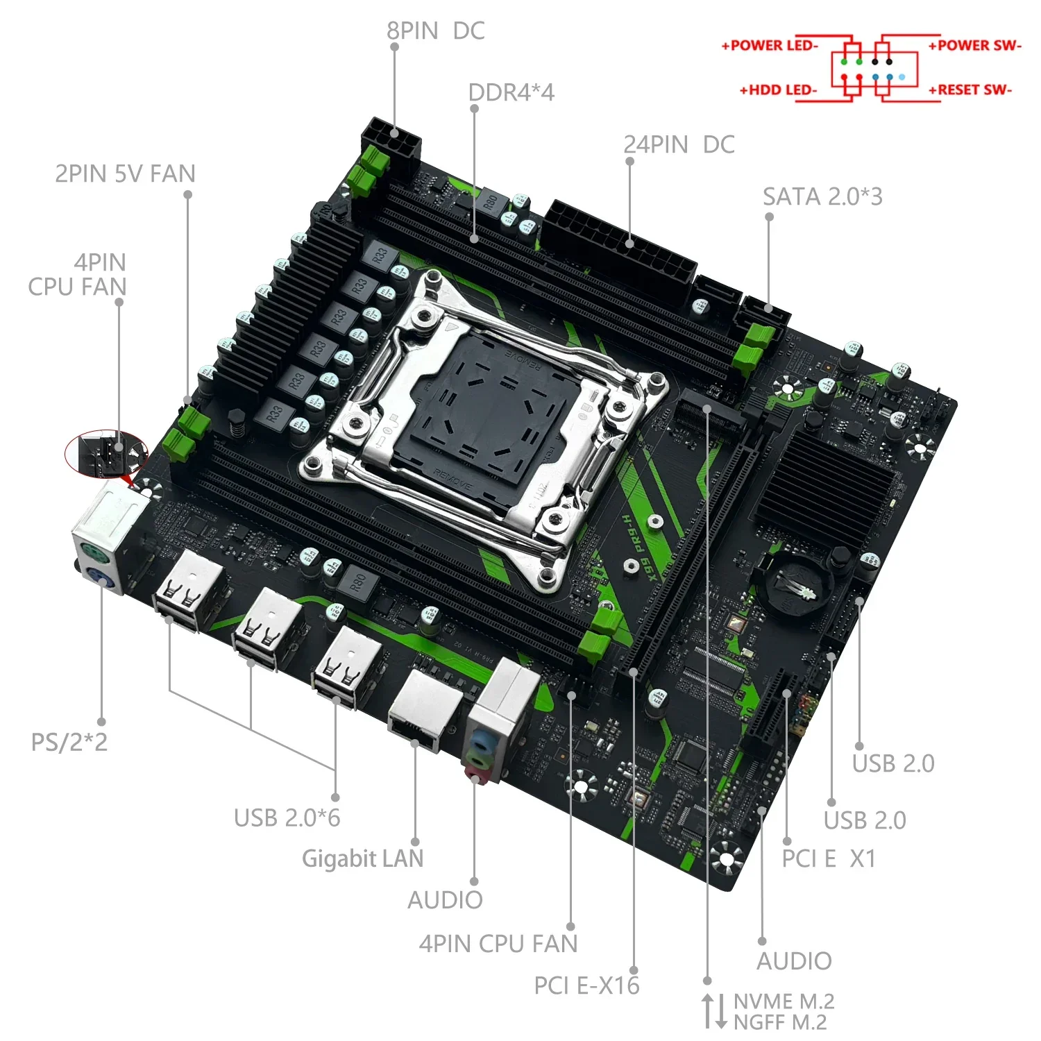 Intel LGA2011-3 Xeon E5 2630 V4 CPU 세트가 포함된 MACHINIST PR9-H X99 마더보드 DDR4 2*8GB 2133MHz RAM 메모리 키트 M-ATX NVME M.2