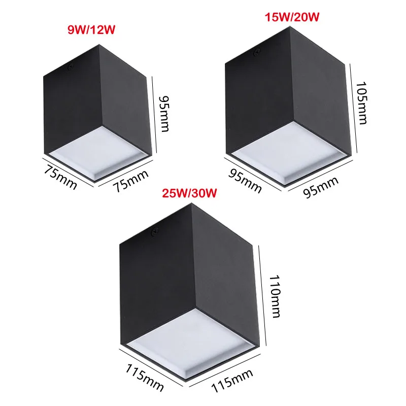 Surface Mounted Dimmable Antifog Square 9W 12W 15W 20W 25W LED Cube COB Spot Light Ceiling Downlight For Room/Corridor/Hallway