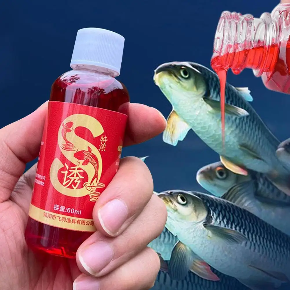 60ML Liquid Blood Worm Scent Fish Attractant Concentrated Fishing Fish Bait Worm Accessories Additive Liquid Crucian Red Ca X4U3