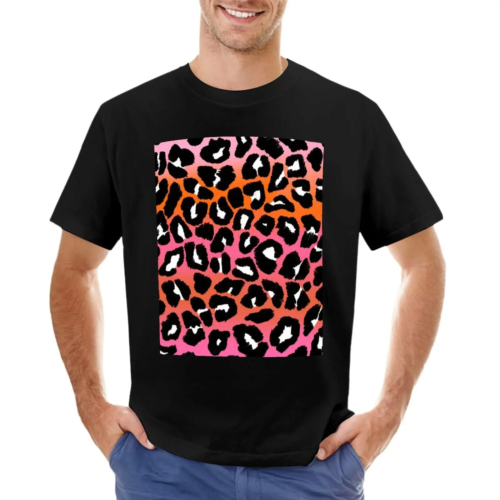 Sfondo Sfumato Rosa E Arancione, Camicetta T-Shirt Leopardata Con Macchie T-Shirt Ad Asciugatura Rapida T-Shirt Tinta Unita T-Shirt Slim Fit Per Uomo