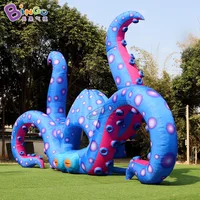 Novel 8x2x5 Meters Giant Inflatable DJ Octopus Cabin Background Wall Booth Balloon For Event Stage Decoration Toys - BG-O0248 2