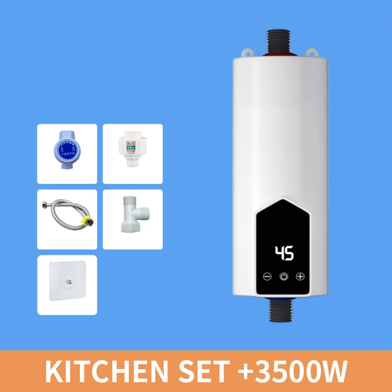 3500W Kitchen Bathroom Instantaneous Electric Water Faucet Heater Instant Tankless Hot Water Tap Heating Machine Shower 110V 6