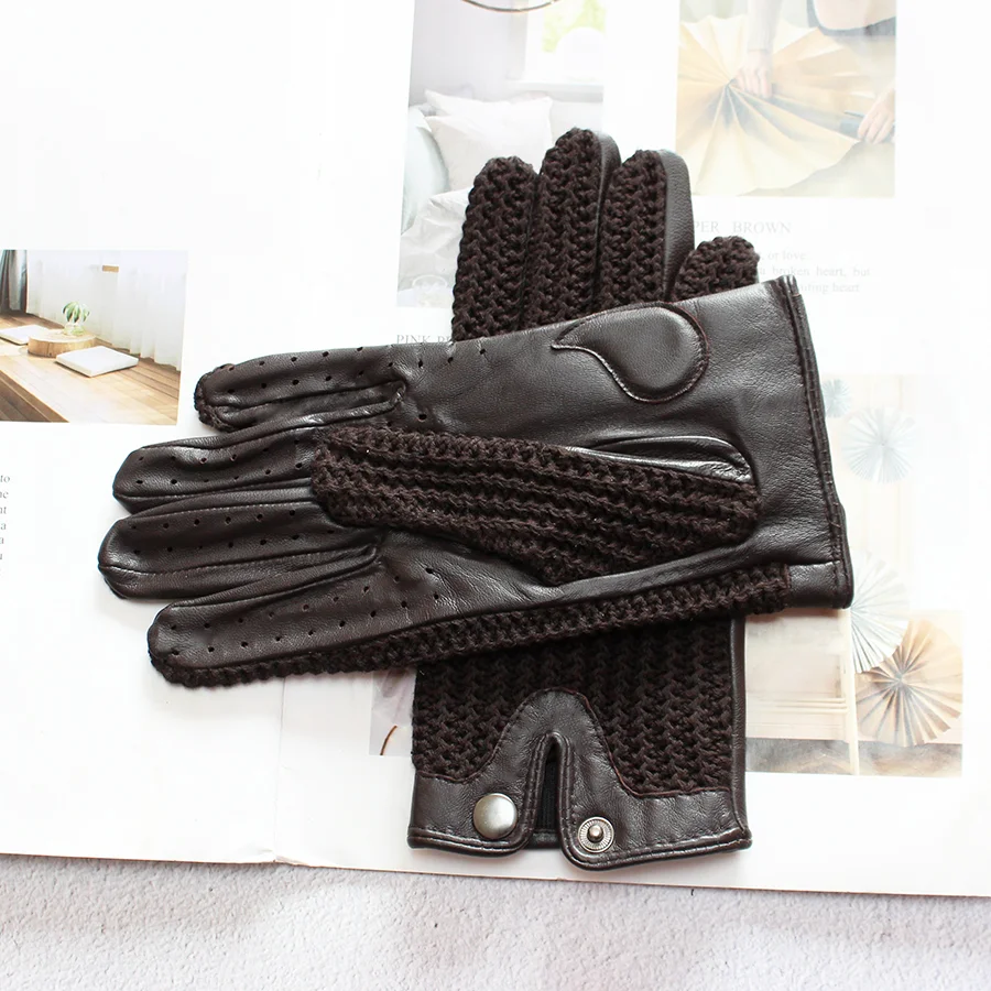 Women's Thin Sheepskin Motorcycle Riding Gloves Touch Screen Genuine Leather Spring and Autumn Sun Protection Driving Gloves