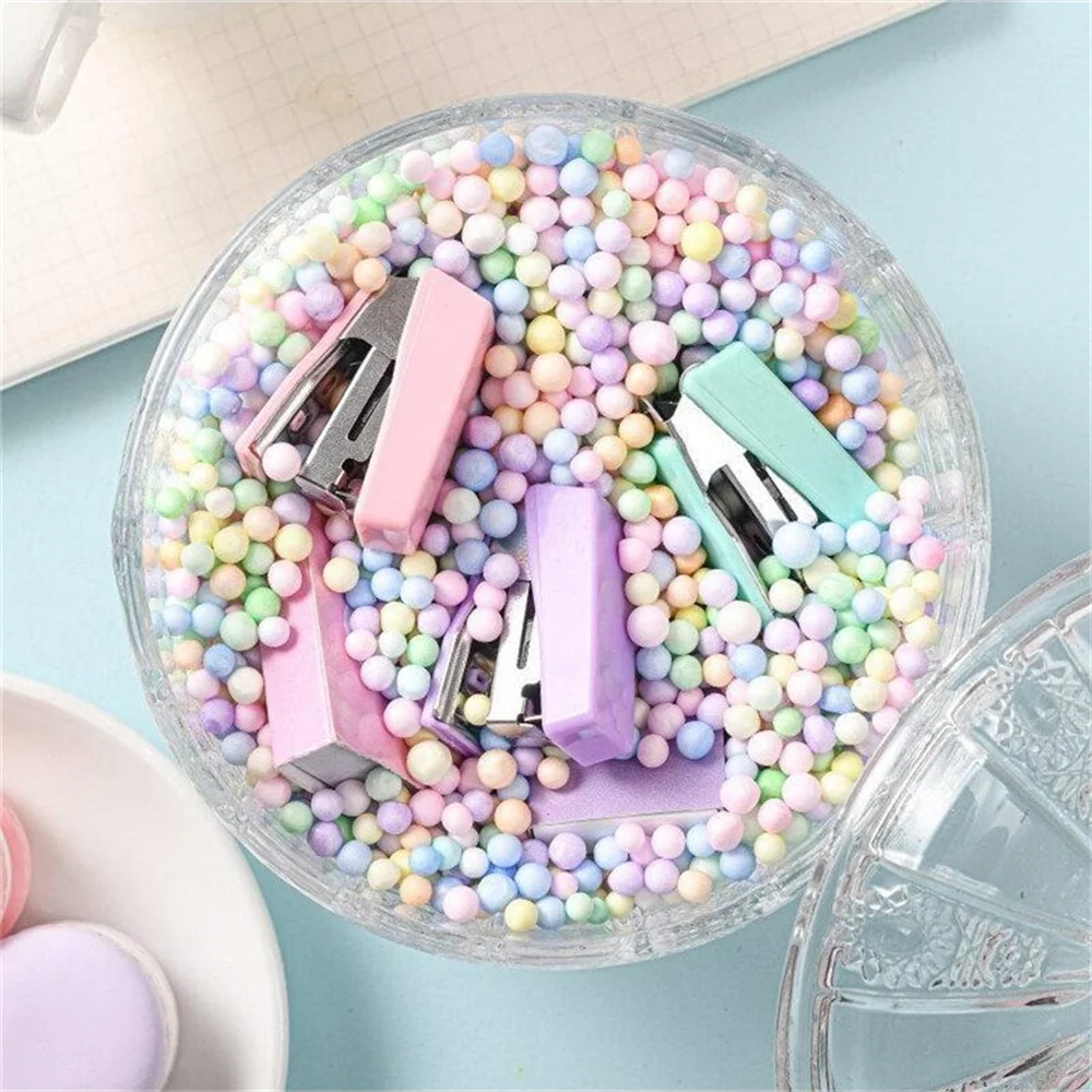 Colorful Morandi Mini Stapler for Paper File Metal Stapler Set Staples Cute Stationerys Kits School Office Binding Supplies