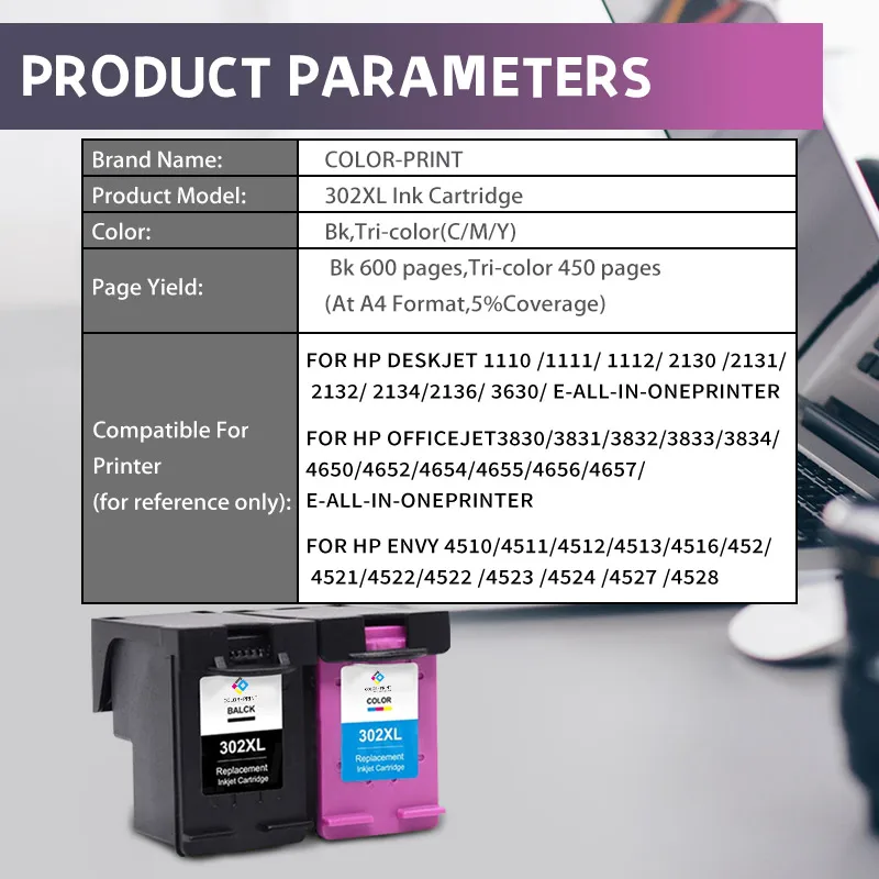 Cartouches d'encre 302XL pour HP 302 XL, Deskjet 1110, 1112, 2130, 2135,  1110, 3630, 3632, 3830, 3831, 3833, 4650, 4654, 4657, 4510 - AliExpress