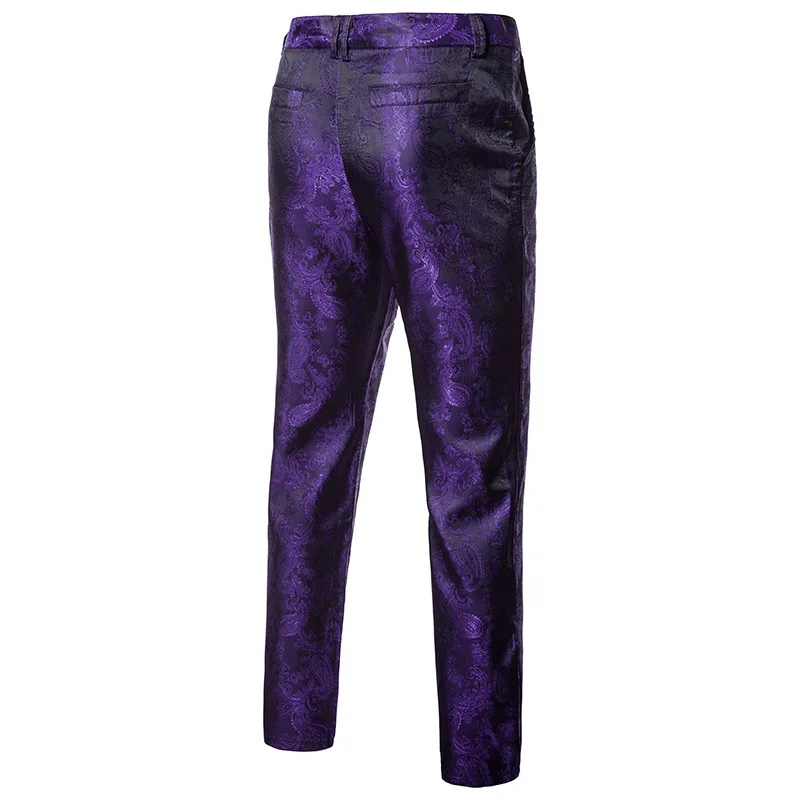 Men Pants Spring Thin Floral Suit Wedding Party Fashion Casual Trousers