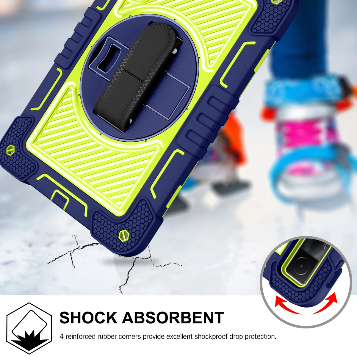Robust 360° Rotation Kickstand Tablet Cover with Shoulder Straps