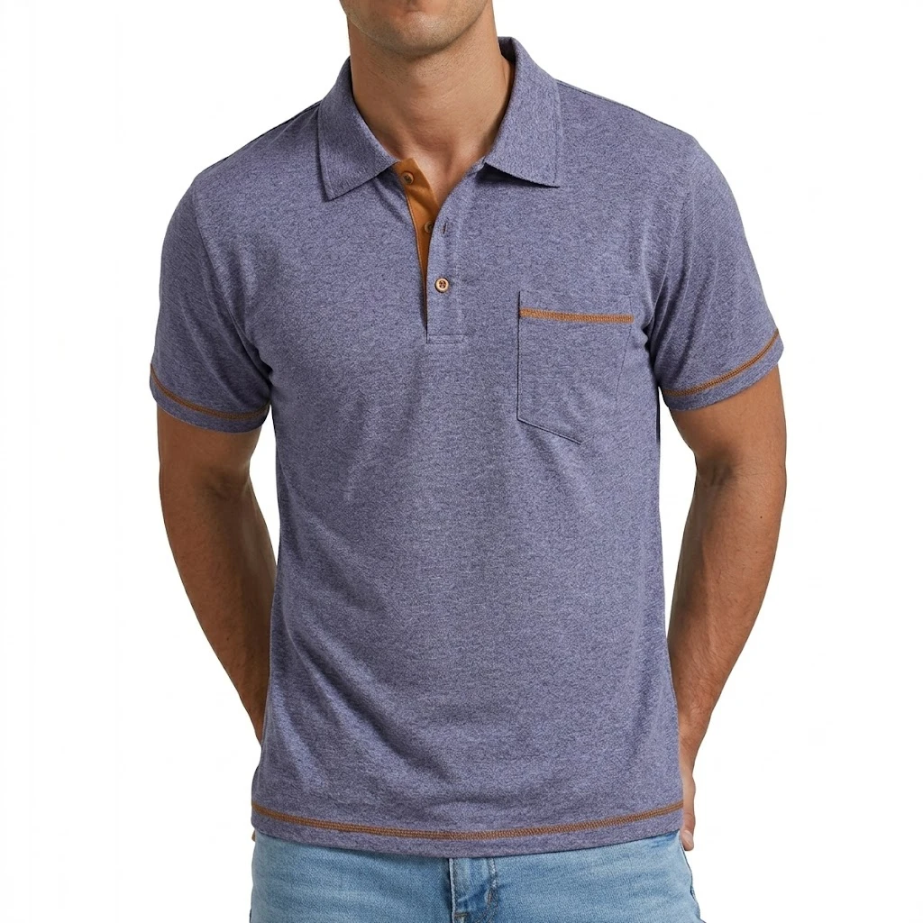 Mens Summer Solid Color Polo Shirt Classic Lapel Short Sleeve with Buttons Lightweight Breathable Casual Streetwear Tops