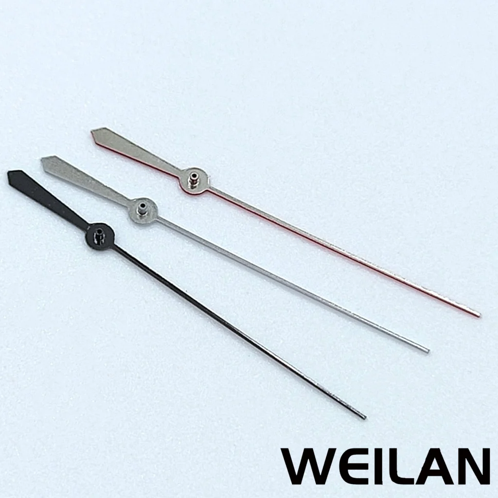 Elegant Silver Gun Red Gold White Watch Hands, Single Second Hand Design