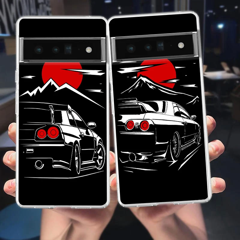 Clear Phone Case with Japan JDM Sports Car Design - Soft TPU Cover