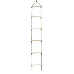 Wooden Rope Climbing Ladder for Kids - 5-Level Playground and Indoor Swing Toy (6step)