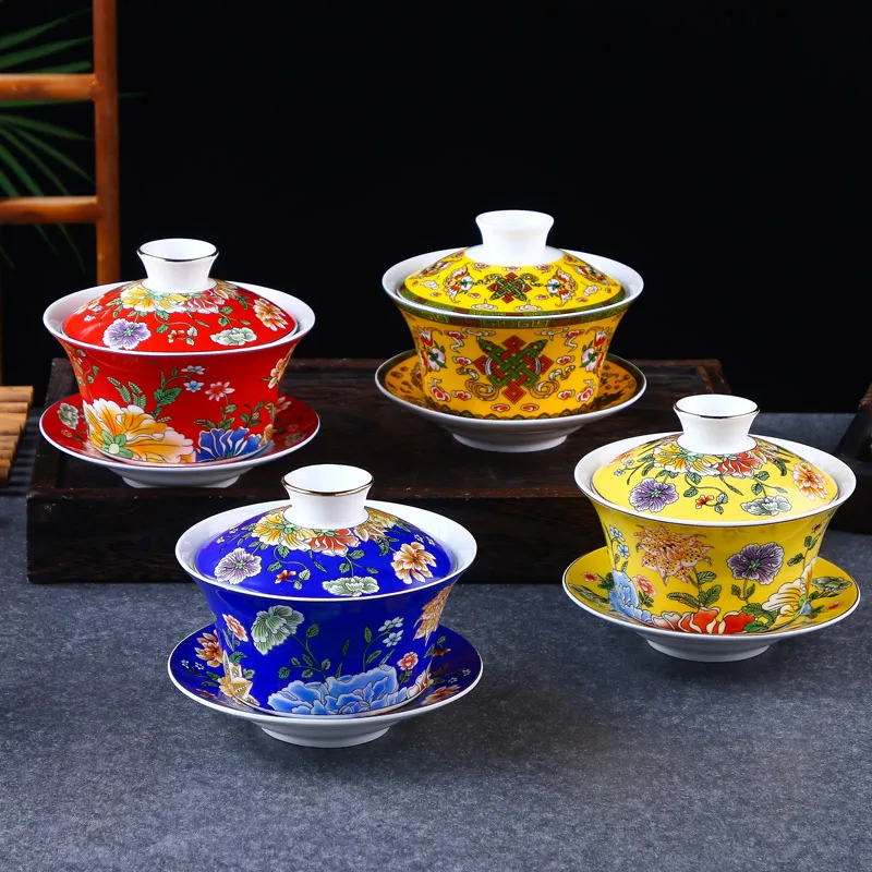 Hand Painted Blue and White Porcelain Gaiwan 300ML Tea Set Kung Fu Tea Set Cup Porcelain Bowl For Travel Easy Kettle