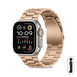 Sleek Stainless Steel Watch Strap Bracelet for 42 44 45 46 49mm (Rose gold)