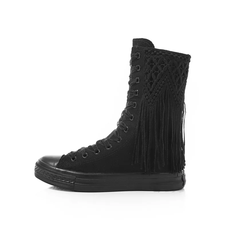 

2022 New Mid Canvas Shoes Popular Tassel Decoration Dance Shoes Canvas Boots Women's Shoes