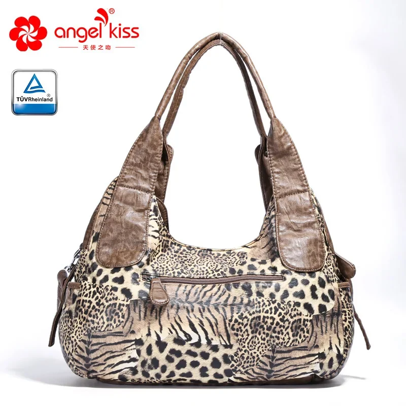 Angelkiss Women Handbags Leopard Bag Top-handle Handbag Fashion Satchel Dumpling Pack Shoulder Bag Tote Bag Hobos Large Purse 2