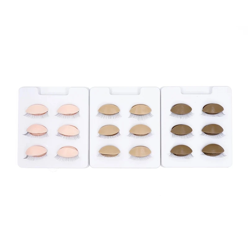

3Pairs Practice Head Model replacement Silicone Removable Eyelids False Eyelash Extension Makeup Tools Training Mannequin Head