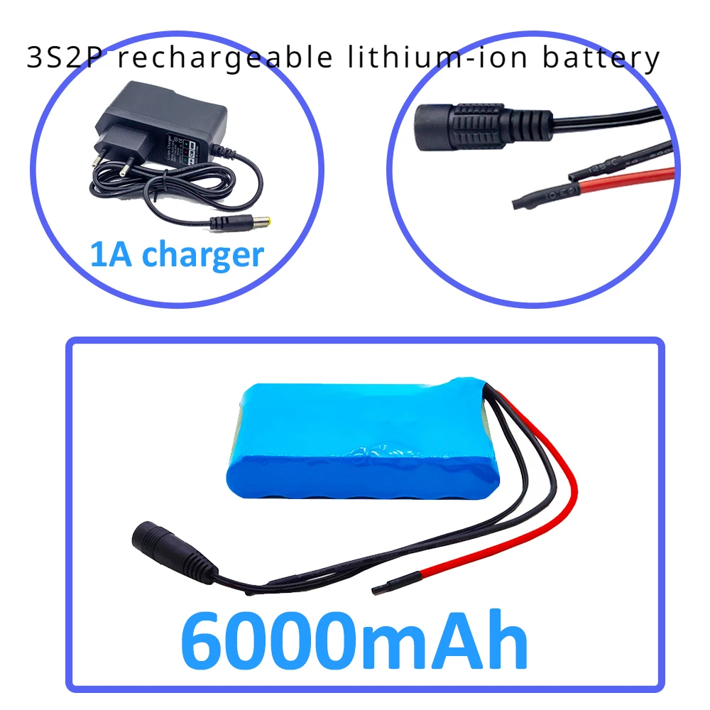 

3S2P new portable super 12V 6400mAh rechargeable lithium-ion battery pack with a capacity of DC 12.6V 4400mAh CCTV camera
