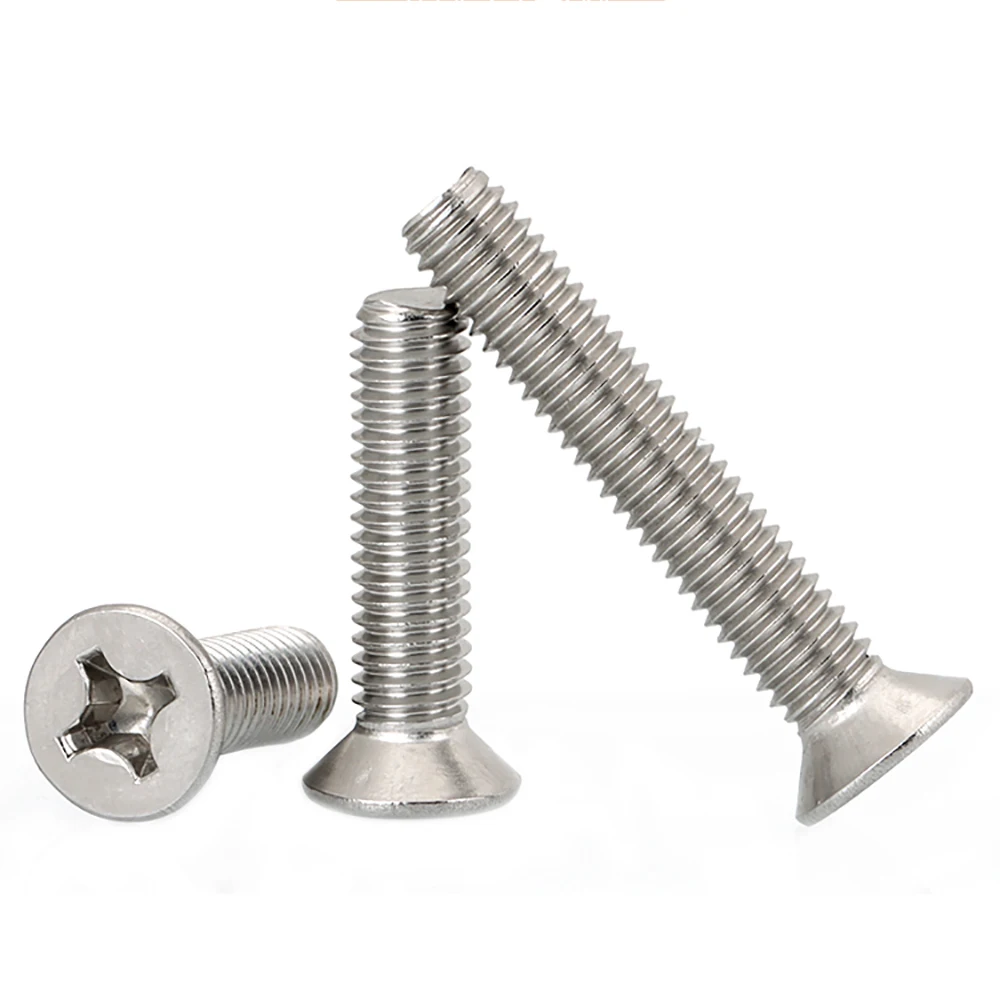 10pcs M3 M3.5 M4 M5 M6 M8 M10 A2-70 304 Stainless Steel GB819 Cross Phillips Flat Countersunk Head Screw Bolts Length 4-80mm