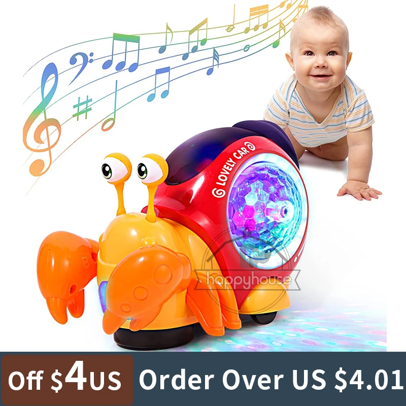 Juguetes para de cangrejo que se arrastra, juguetes musicales interactivos con luz LED para bebés que juguetes para gatear en para niños pequeños de 0 a 12| | - AliExpress