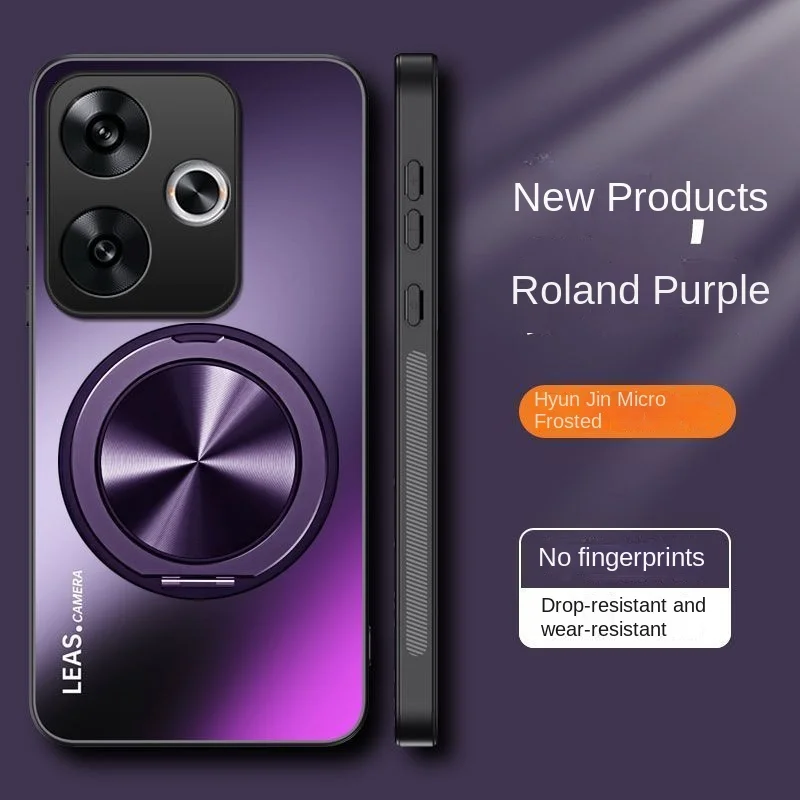 Matte Magnetic Protective Back Cover with Ring Stand