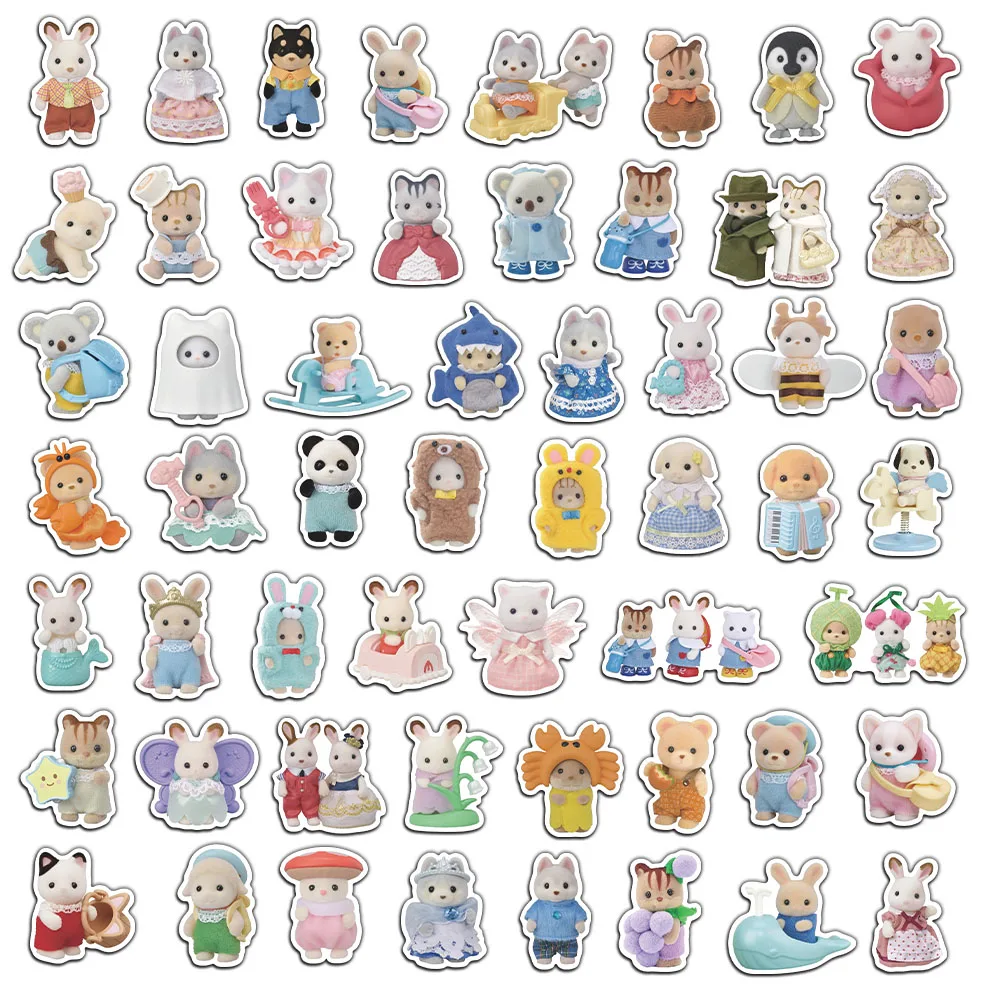 55/110/165PCS Calico Critters Familie Cartoon Nette Handheld Notebook Skateboard Gepäck Dekorative Aufkleber – Detail 2