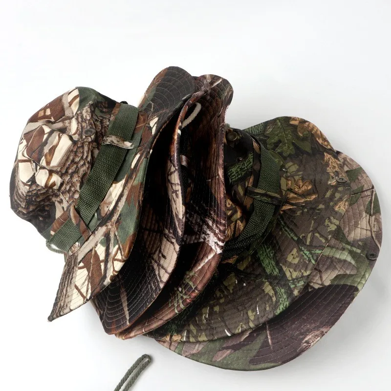 Camouflage hat Outdoor large overhang shade fisherman hat American casual breathable sun fishing jungle basin sun hat sun protection hat fisherman hat