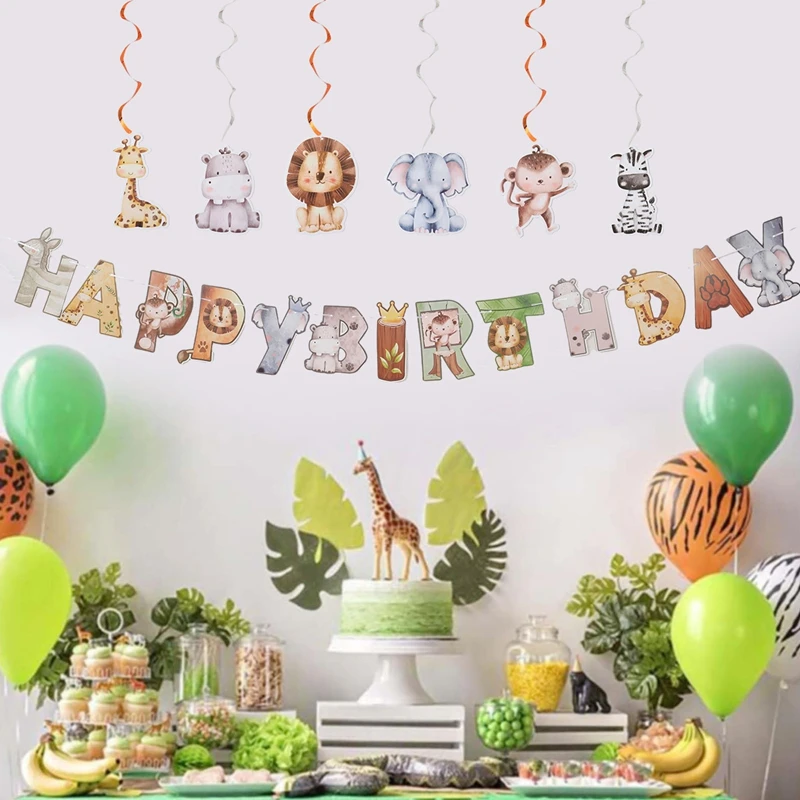 Dschungel-Geburtstagsdekorationen, Lutscherhalter, Party-Luftballons, Kuchendekoration, Kinder, Safari, Dschungeltier-Thema, Banner, Deko-Zubehör – Detail 17