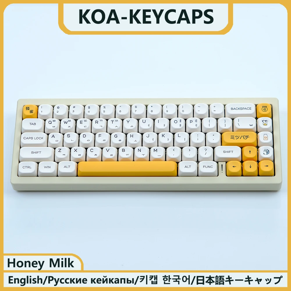KBDiy KOA PBT 키 캡 유사한 MOA 키 캡 7u MAC ISO 일본어 한국어 러시아어 기계식 키보드 Matcha Glimmer Retro Key Cap