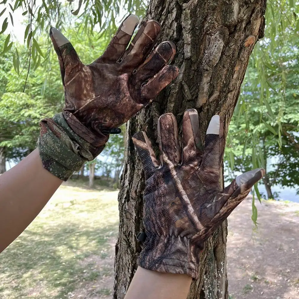Summer Skin-Thin Multi-Functional Gloves Touch Screen Anti-Slip Riding Gloves Bionic Camouflage Hunting Fishing Elastic Sports Gloves Finger Gloves Tactical Gloves
