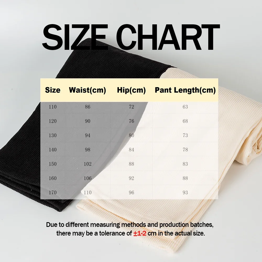 Girls Autumn Winter Warm Pants Trendy Children's Corduroy Casual Straight Trousers Kids Slimming Wide Leg Pants 4-14Years Old